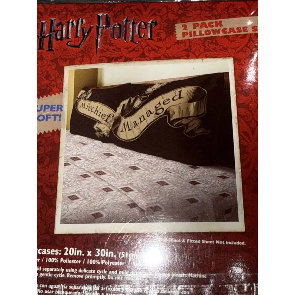 Harry Potter Deathly Hallow Mischief Managed 2 Pack Set Pillow Case Pillowcase